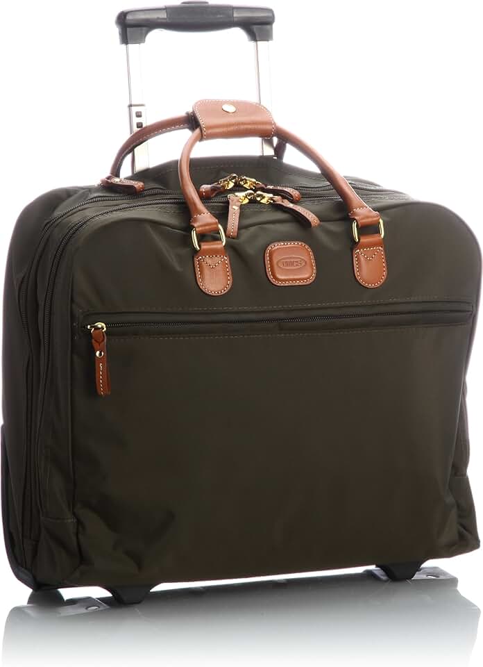 Bric's X-Bag/X-Travel 2.0 - Pilot Bag - Rolling Carry On Luggage - Business - 14 x 15.5-Inch Luggage Laptop Bag, Olive