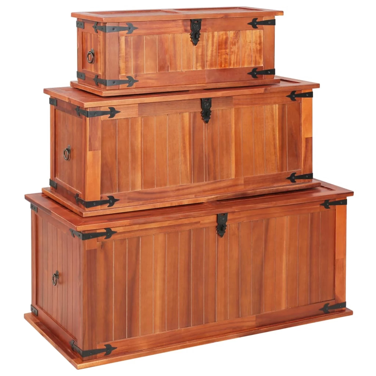 Irfora Storage Chests 3 pcs Solid Acacia Wood