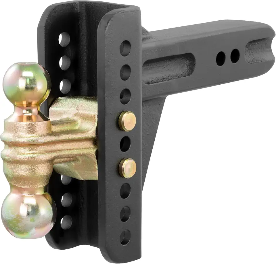CURT 45902 Adjustable Trailer Hitch Ball Mount, 2-1/2-Inch Receiver, 6-Inch Drop, 2 and 2-5/16-Inch Balls, 20,000 lbs , Black