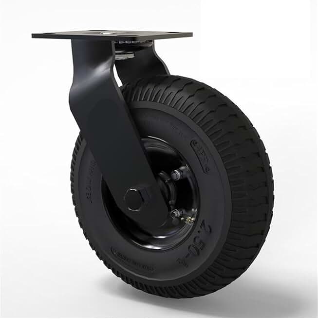 Electrophoresis Full Black 8-inch Inflatable Rubber Caster Universal Wheel Air Hotel Lobby Luggage Cart Service Car 1Pcs