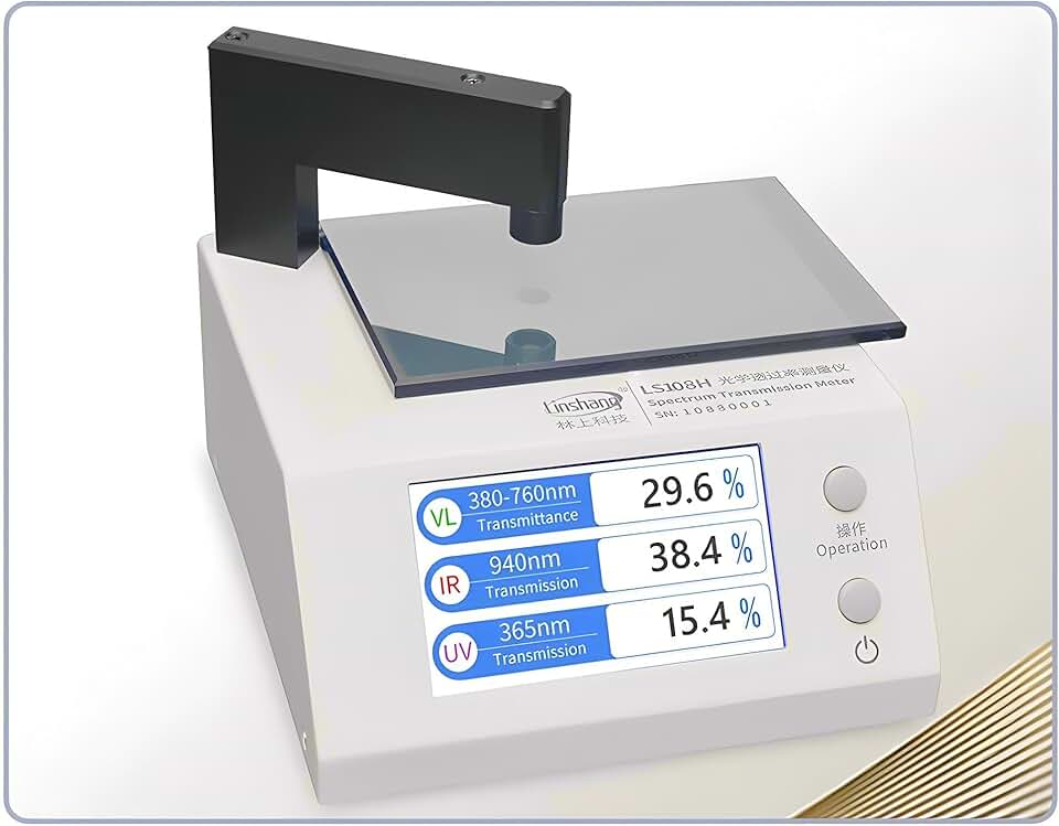 Light Transmittance Meter LS108H 365nm UVT, 940nm IRT and VLT 1mm Test Aperture High Precision Polycarbonate Laminated Glass
