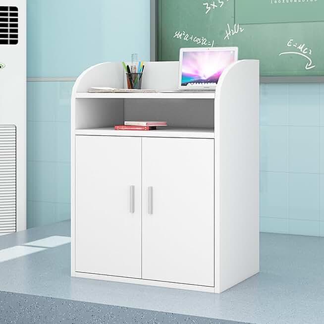 HARELA Small Reception Desk, Small Salon Reception Desk with Counter, Retail Checkout Reception Counter, with Private Panels, for Hotel Lobby Clothing Store Office, Easy to Assemble(White)