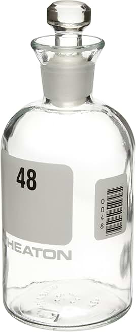 Wheaton 227497-02 BOD Bottle, 300mL, Robotic Stopper, Numbered 25-48, 69mm Diameter x 165mm Height (Case Of 24)