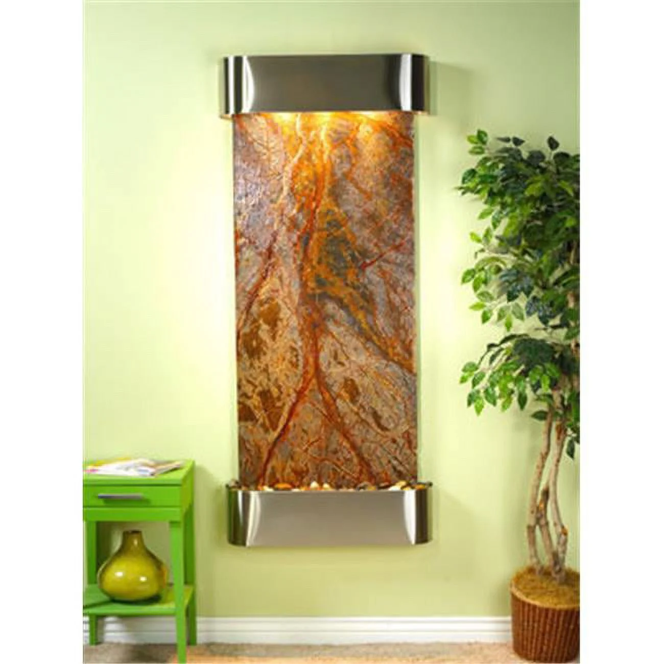 Inspiration Falls - Brown Rainforest Marble Wall Fountain