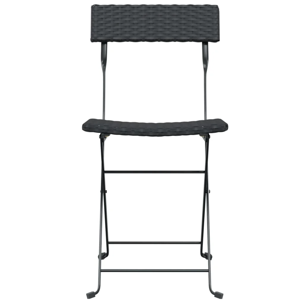 Irfora Folding Bistro Chairs 4 pcs Black Poly Rattan and Steel