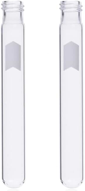 Kimble 73750-16100 Borosilicate Glass Round Bottom 12mL Disposable Screw Thread Culture Tube, with Marking Spot (Case of 1000)