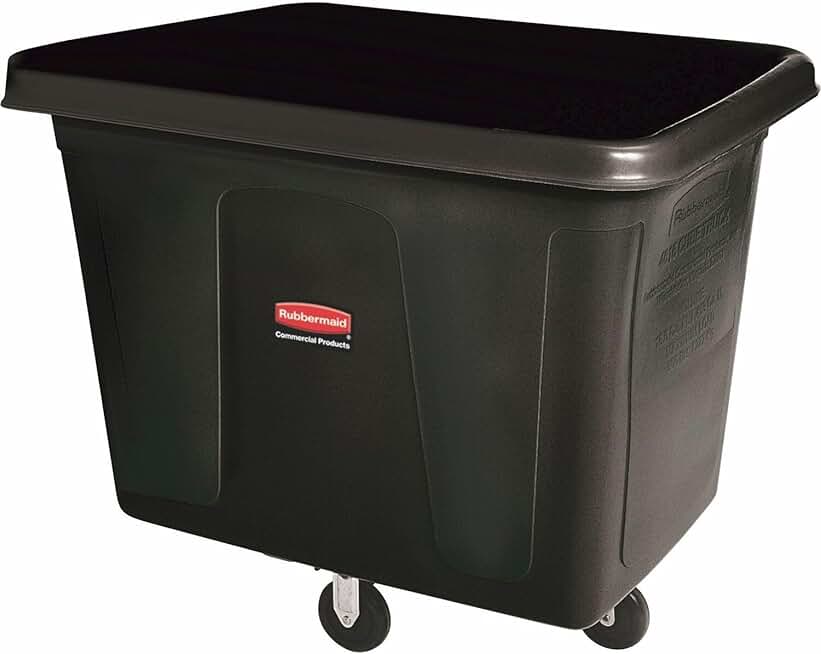 Commercial Products Bulk Box Cart, 24-Inch, Black, Rolling Cart with Wheels for Trash Collection/Material Transport/Laundry Handling in Home/Office/Construction Site/Lobby/Hotel