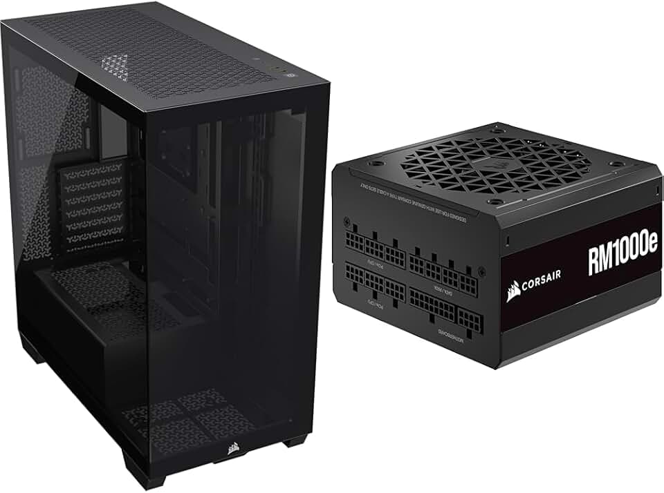 CORSAIR 3500X Mid-Tower ATX PC Case + CORSAIR RM1000e Fully Modular ATX Power Supply - Black