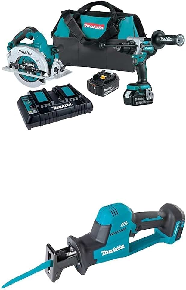 Makita XT290PT 18V LXT® Lithium-Ion Brushless Cordless 2-Pc. Combo Kit (5.0Ah) with Makita XRJ08Z 18V LXT® Lithium-Ion Brushless Cordless Compact One-Handed Recipro Saw, Tool Only