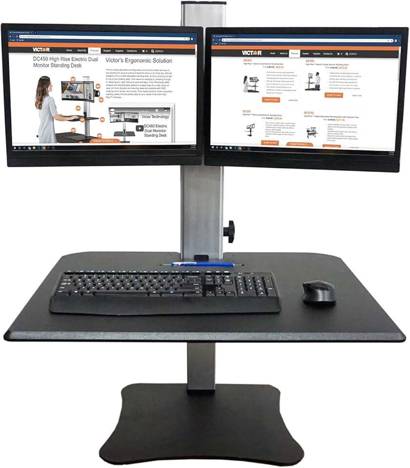 Victor DC350A Manual Dual Monitor Height Adjustable Sit-Stand Standing Desk Converter