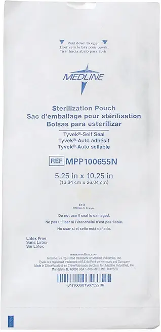 Medline MPP100655N Self Seal Tyvek Sterilization Pouches, 5.25