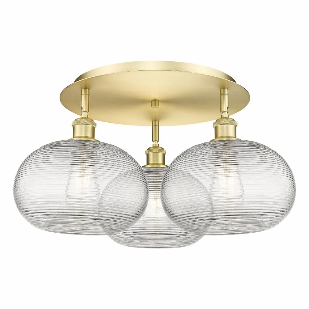 Innovations Lighting - Ithaca - 3 Light Flush Mount In Industrial Style-10.5