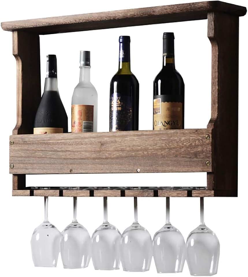 Wine Racks Metal Solid Wood Wine Cooler Wine Rack Goblet Holder Shelf Hanging Wine Rack Insert Glass Frame Glassware Rack (Color : A1, Size : 60 * 12 * 44cm)