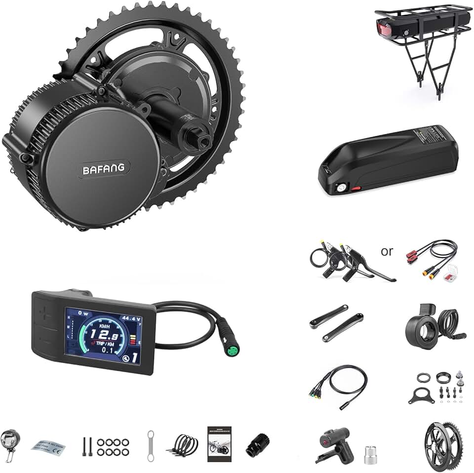 BAFANG BBS02B 48V 750W 100MM Mid Drive Ebike Conversion Kit with 500C LCD Display 8fun Mid Drive Electric Bike Kit with Battery(Optional) for BB100MM Bike