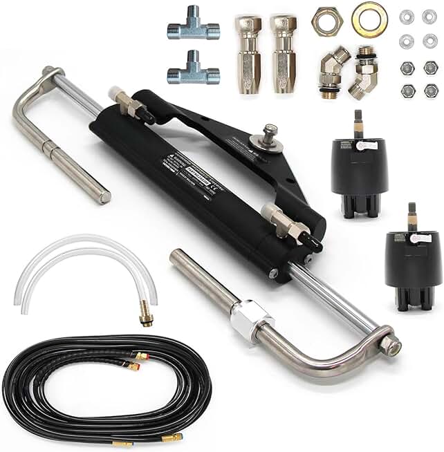Winibo Dual Pump Hydraulic Steering System Compatible with 150HP Outboard with T-Connector and Tubes ZA0300