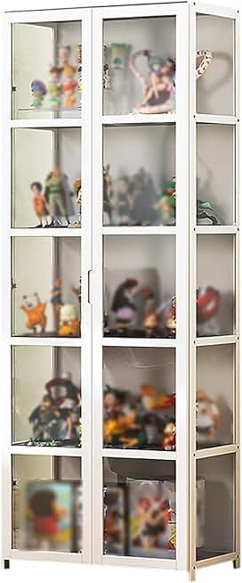 Heather Bamboo Display Cabinet High Strength and Load-Bearing,Three-Sided Transparent Acrylic Door, Double Door Design, Sealed and Dust Proof, for Collectibles Action Figure (Color : White, Size : 6