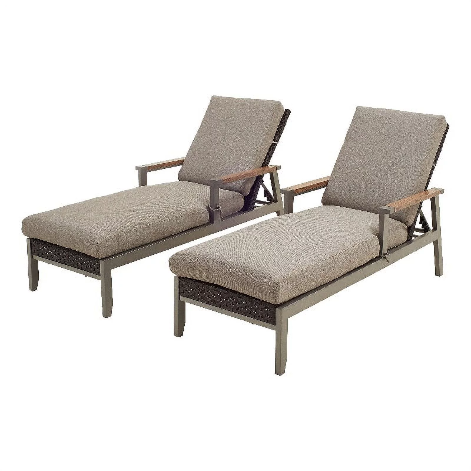 Patio Festival Thermal Transfer Metal Outdoor Chaise Lounger in Gray (Set of 2)