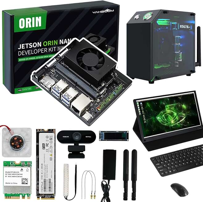 Yahboom Jetson Orin Nano 8GB RAM AI Robots,UHD 15.6in IPS Touch Screen Jetson Case USB Camera Wireless Keyboard and Mouse, 256GB SSD Intelligence Electronic Kit Ubuntu20.04 ROS2