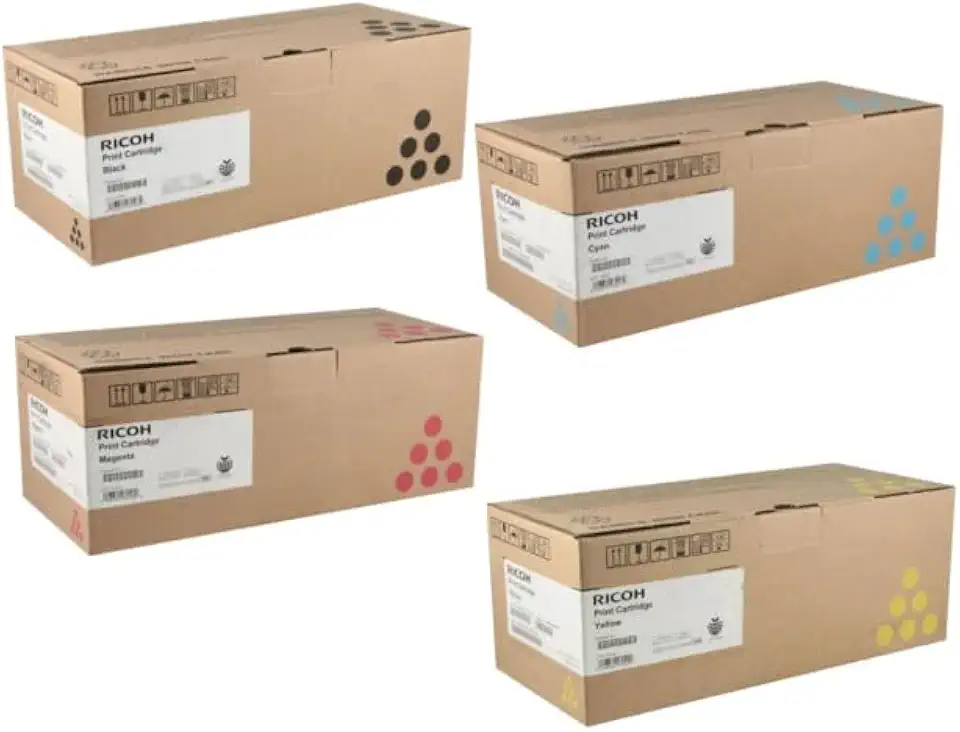 Genuine Ricoh SP C310HA 406475, 406476, 406477, 406478, High Yield Toner Bundle Set SP C311N C312DN SPC312DN BCYM Sealed in Retail Packaging