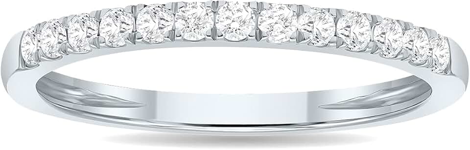 1/4 Carat TW 2MM Round Diamond Wedding Band in 10K White Gold