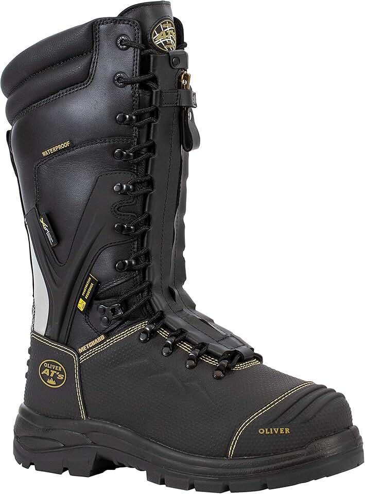 Oliver Mens Protective Safety Boots, Black, 9.5 US