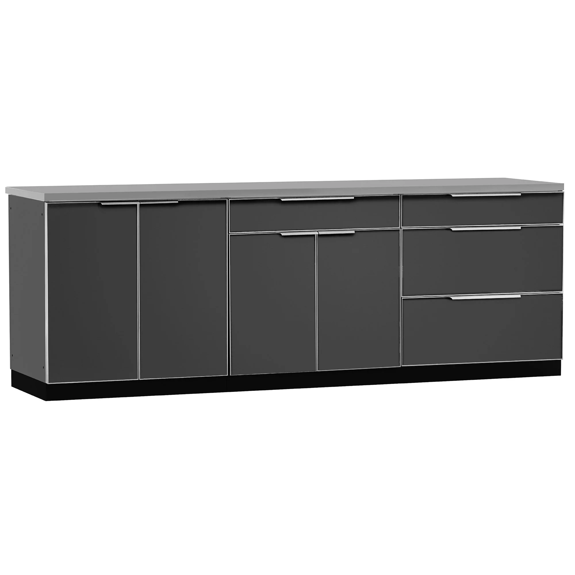Outdoor Kitchen 4 Piece Cabinet Set in Slate Gray with Countertop and Covers
