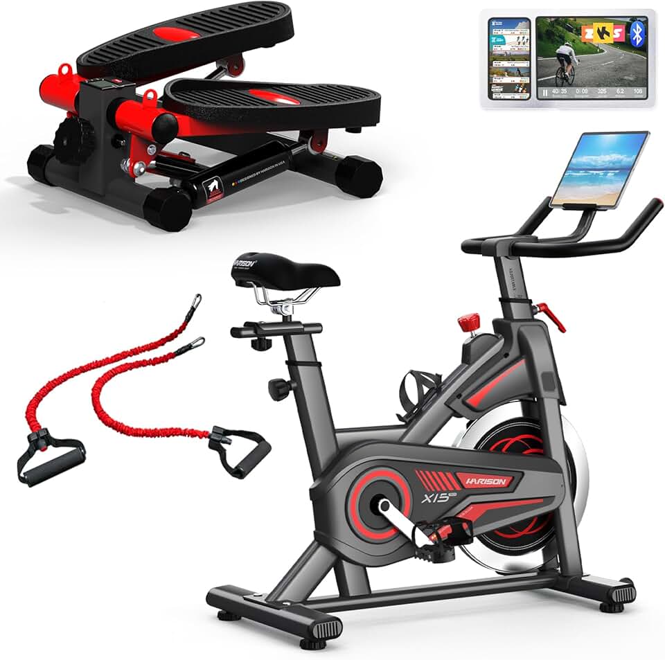 HARISON Magnetic Exercise Bike with Mini Stepper