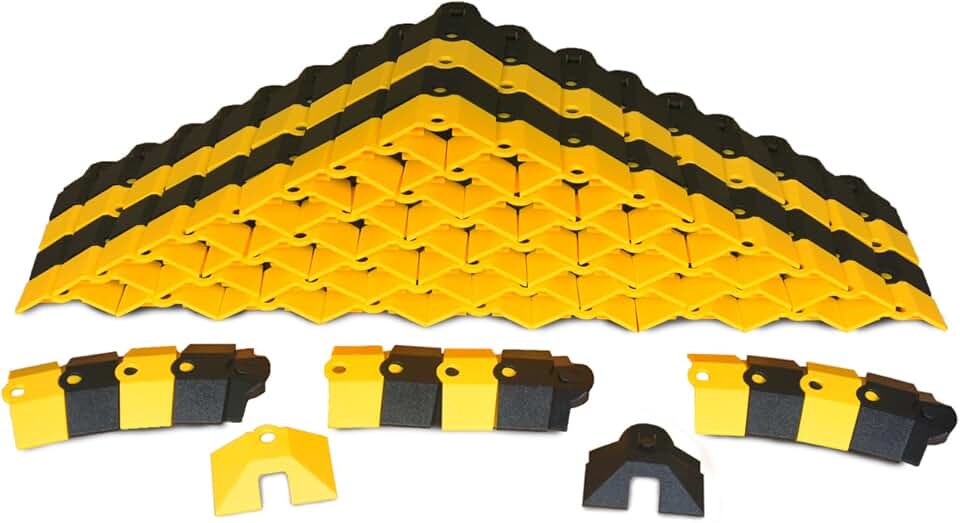 UltraTech 1820 Ultra-Sidewinder Cable Protection System with Endcaps, 24' Length x 3 Width x 3/4 Height, Black and Yellow, Small