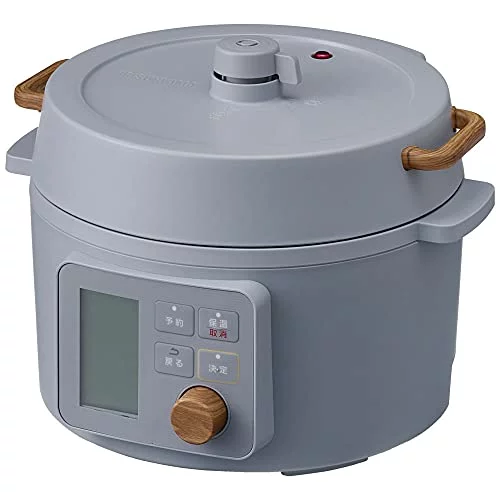 Iris Ohyama Electric Pressure Cooker, Pressure Cooker, 3L, Rice Cooker, Pot, Equipped with 52 Healthy Menus Out of 108 Types, 9 Functions per Unit, For 1 to 4 People, LCD Type KPC-MA3-H Gray