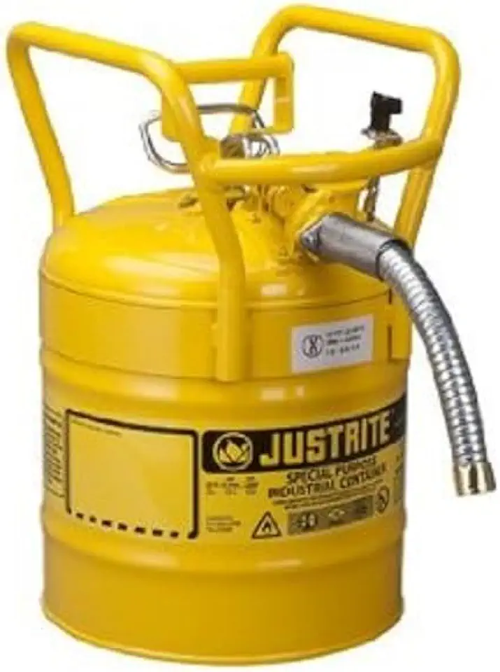 Justrite AccuFlow 5 Gallon Type II Galvanized Steel Transport and Dispensing Flammable Safety Can with 1