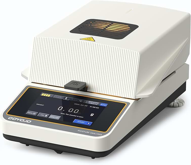 Halogen Moisture Analyzer with Rapid Heating & Drying (40-160°C) 110g-5mg High-Precision Halogen Moisture Balance Moisture Determination for Food, Plants, Construction Materials 110V~120V