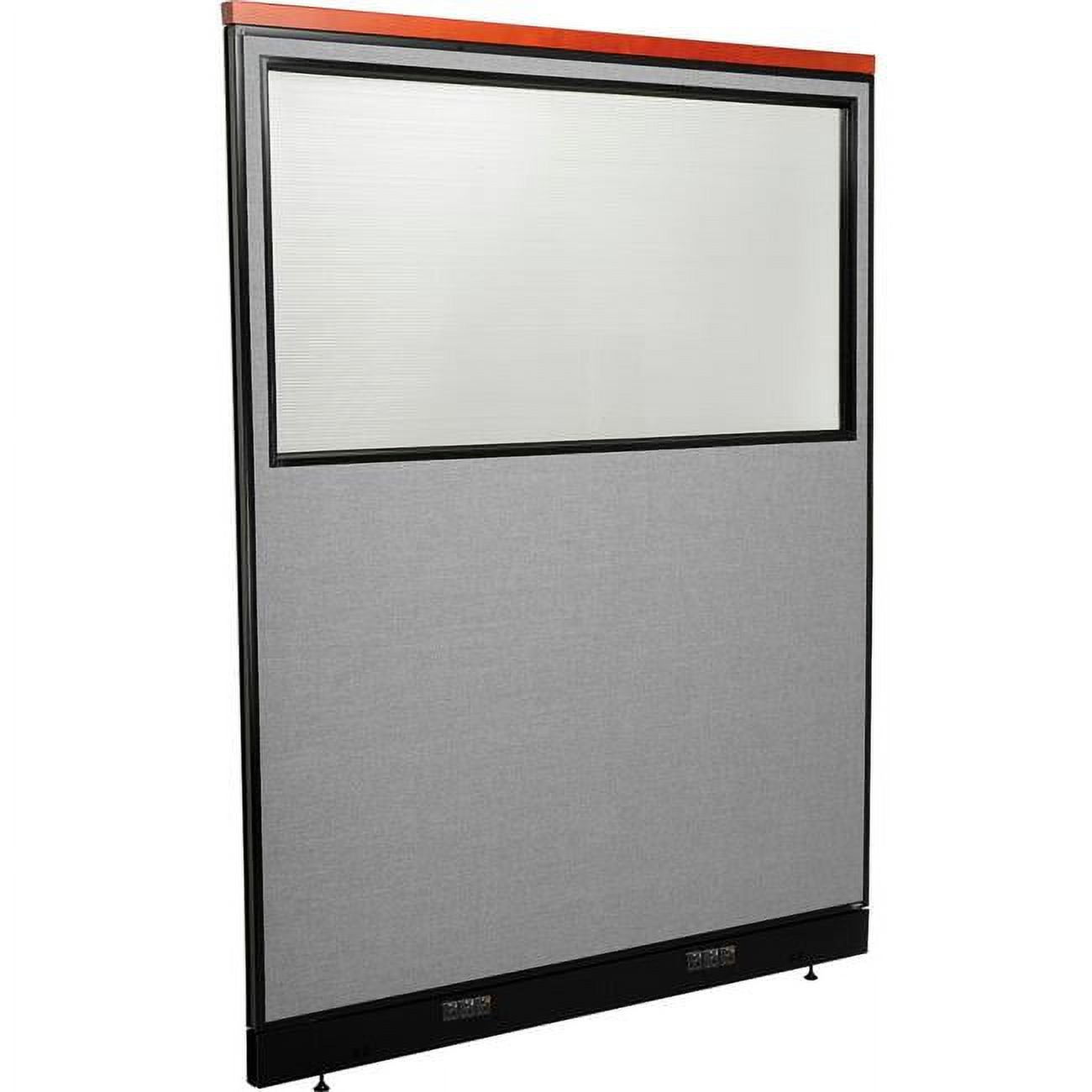 Interion Deluxe Electric Office Partition Panel with Partial Window, Gray - 60.25 x 77.5 in.