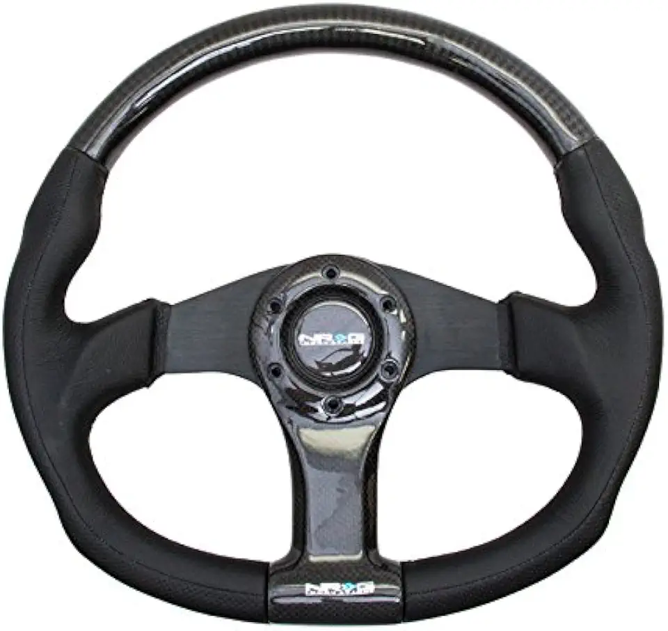 NRG Innovations NRG-ST-013CFBK Carbon Fiber Steering Wheel 350mm, Black Oval Shape with Leather Trim