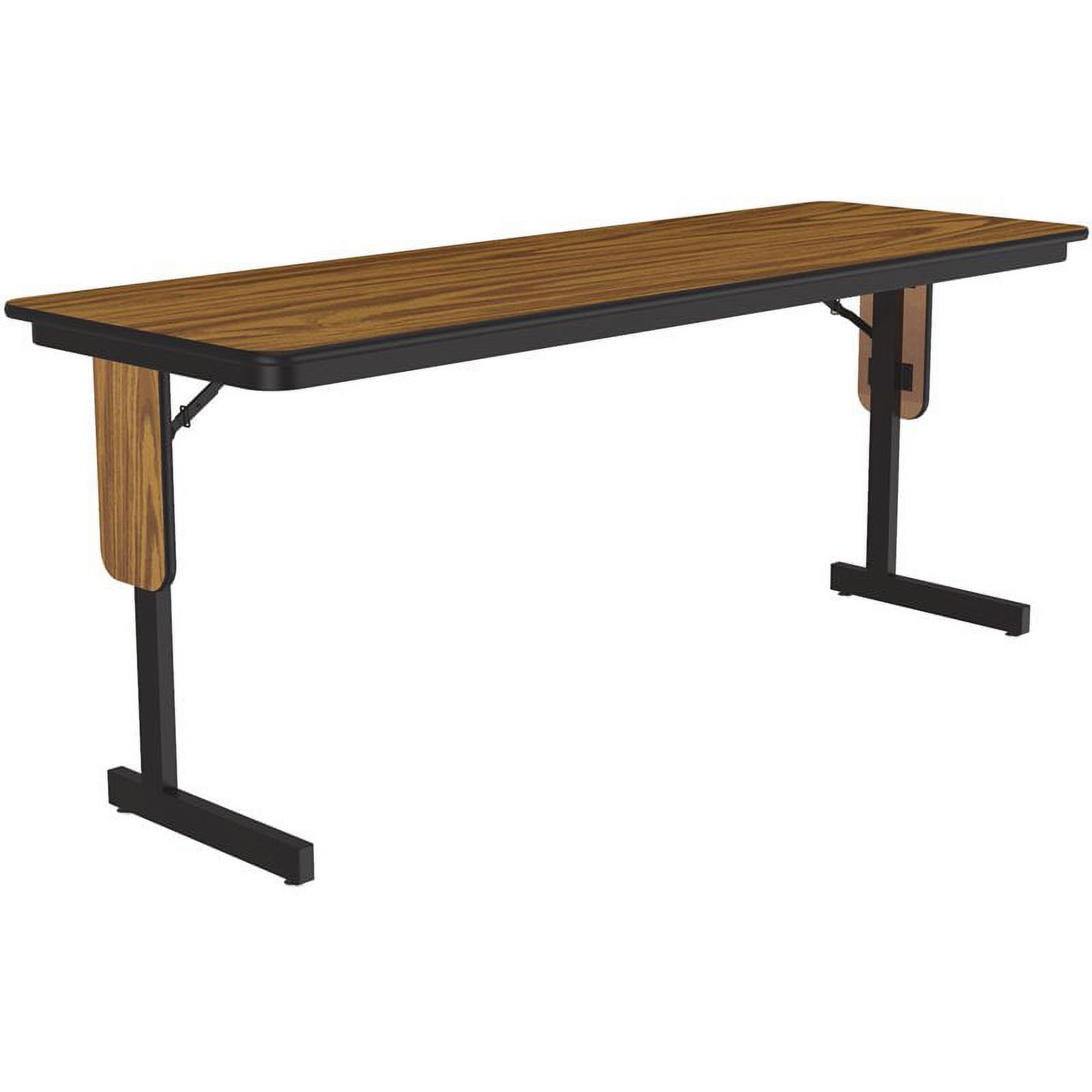 Pemberly Row High Pressure Metal & Wood Folding Seminar Table in Medium Oak