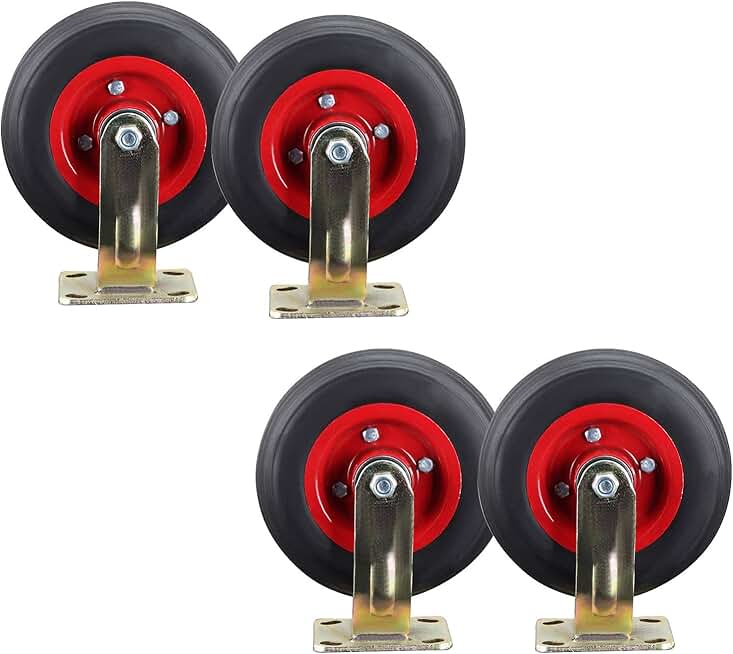 Heavy Duty Castors, Swivel Caster Wheels, Can Be Rotated 360 Degrees, The Bracket is 6mm Thick and 45mm Wide, Maximum Load of 4 Wheels 1000kg, Silent Rubber Wheel