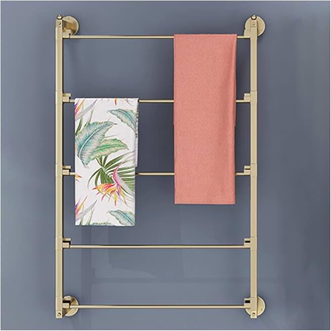 Modern Metal Ribbon Rack, Wall Mount Shawls Scarf Towels Fabric Display Holder, Flowers Shop Wrapping Paper Organizer Shelf, w/Removable Crossbars (Color : Gold, Size : 80x75cm/31.5x29.5inch)