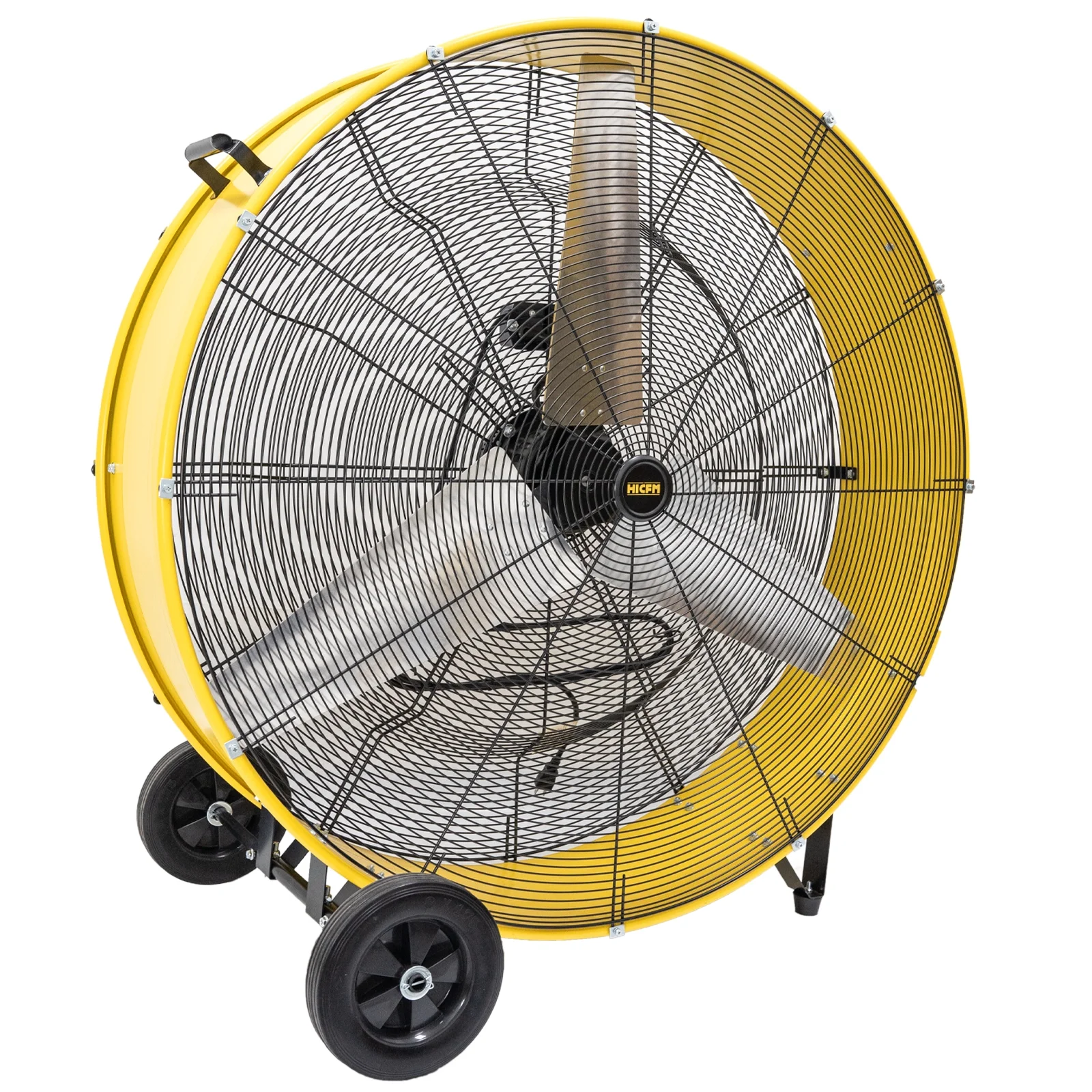HiCFM 26800 CFM 42 inch Industrial Drum Fan, 4/5HP Powerful Motor, Heavy Duty Barrel Structure, 8 inch Wheels for Warehouse, Garage or Industrial Commercial Use - CUL Listed