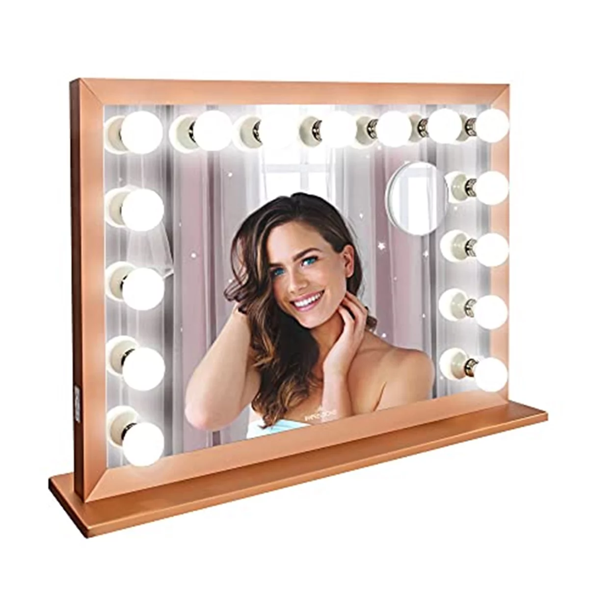 Impressions Vanity Starlight Pro LED Makeup Mirror Magnifying, Wall Mounted with Standing Base (Gold)