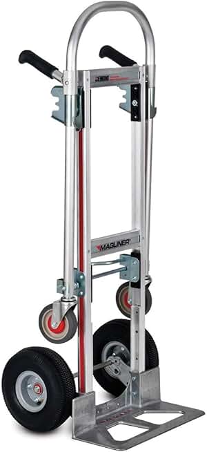 Magline GMK16UA4 Gemini Jr Convertible Hand Truck, Pneumatic Wheels, 500 lbs Load Capacity, 51