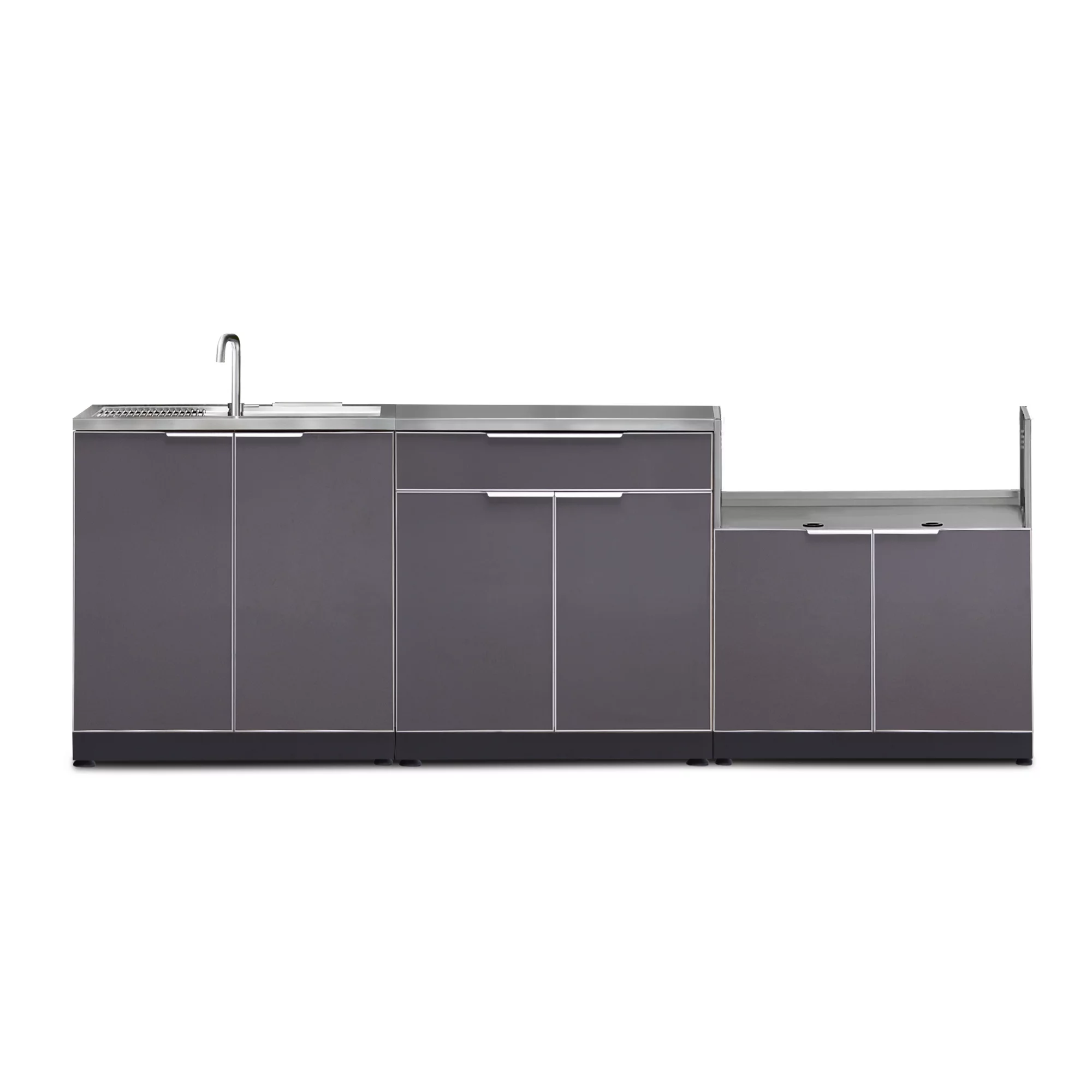 Outdoor Kitchen 4 Piece Cabinet Set in Slate Gray with Countertop and Covers