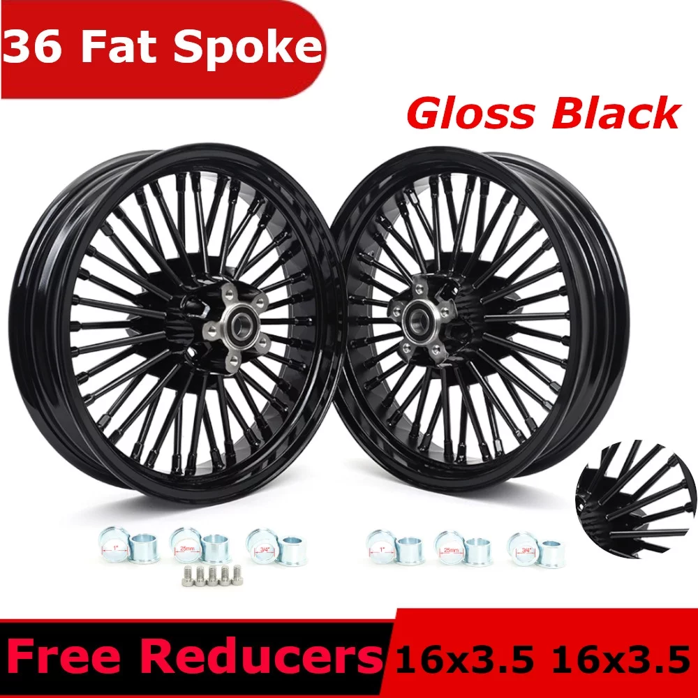 16x3.5 Fat Spoke Wheels Rims Set for Harley Softail Heritage Fatboy Deluxe Deuce FLSTC FLSTF FLSTN