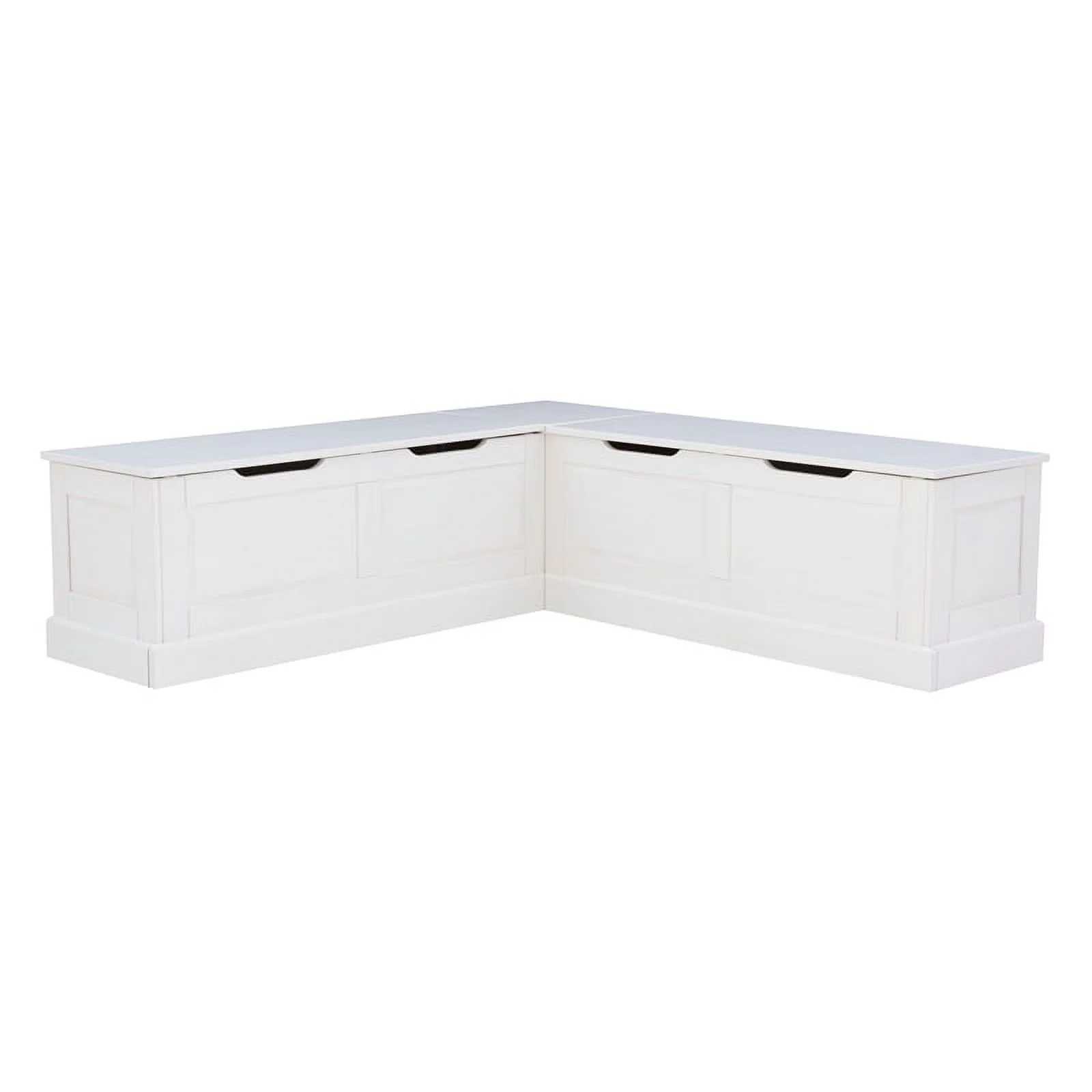 Pemberly Row Backless Wood Corner Breakfast Nook with Storage in White