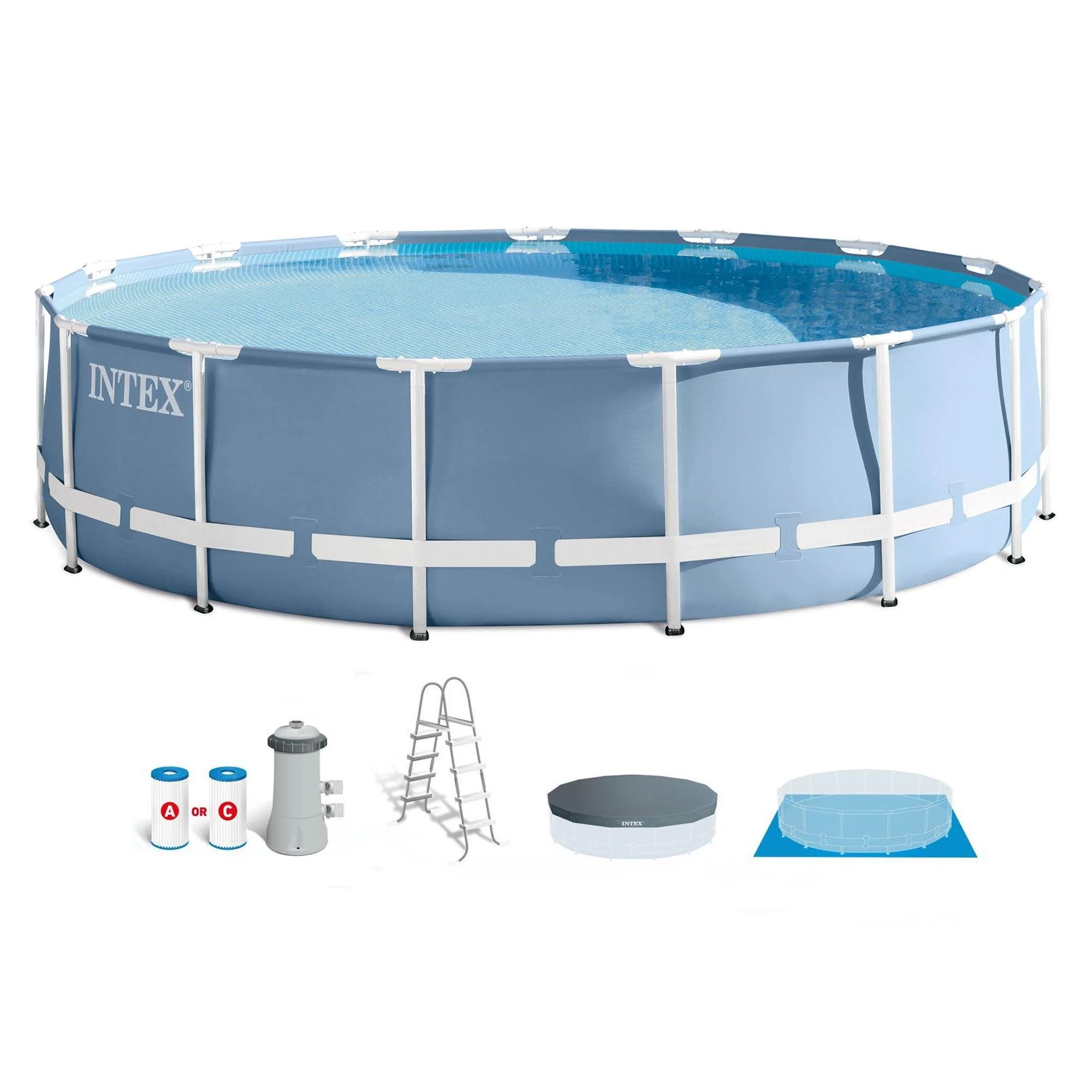 Intex 15ft x 15ft x 42in Prism Steel Frame Above Ground Swimming Pool Set & Pump