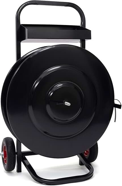 Heavy Duty Strapping Dispenser for Poly and Steel Strapping - Durable Tubular Frame Deluxe Strapping Cart