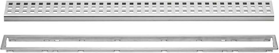 Schluter Kerdi-Line Brushed Stainless Steel Grate Assembly for Tile and Stone Coverings - Adjustable, Square Design - 3/4