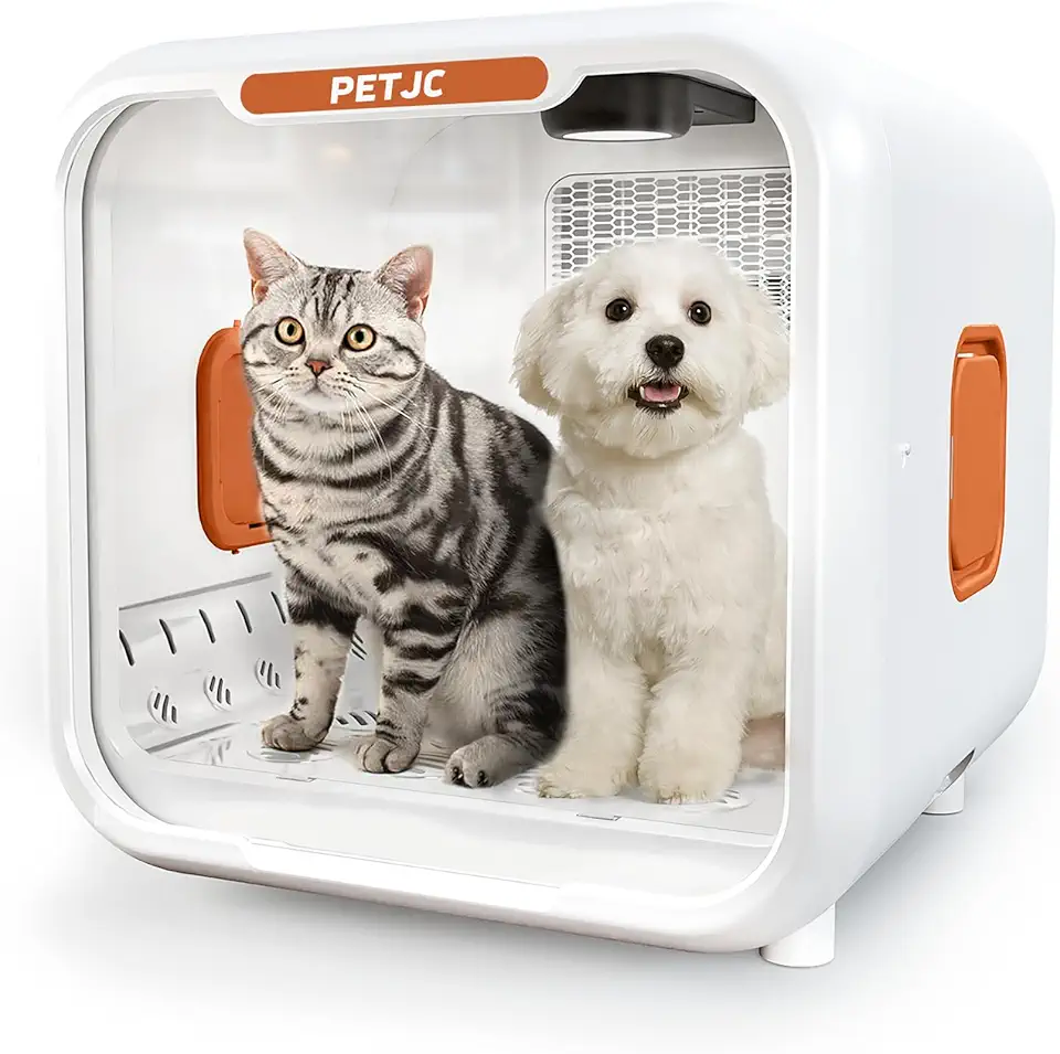 Automatic Pet Dryer Box for Cats and Small Dogs,Ultra Quiet Dog Hair Dryer 71L Capacity with Smart Temperature Control and 360 Drying (orange-plus)
