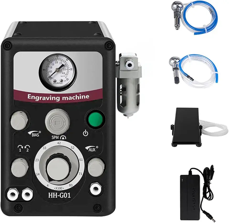 Pneumatic Jewelry Engraver | Dual-Head 400-8000 RPM Engraving Machine for Jewelry and Metal Crafting | Pneumatic Impact Engraver