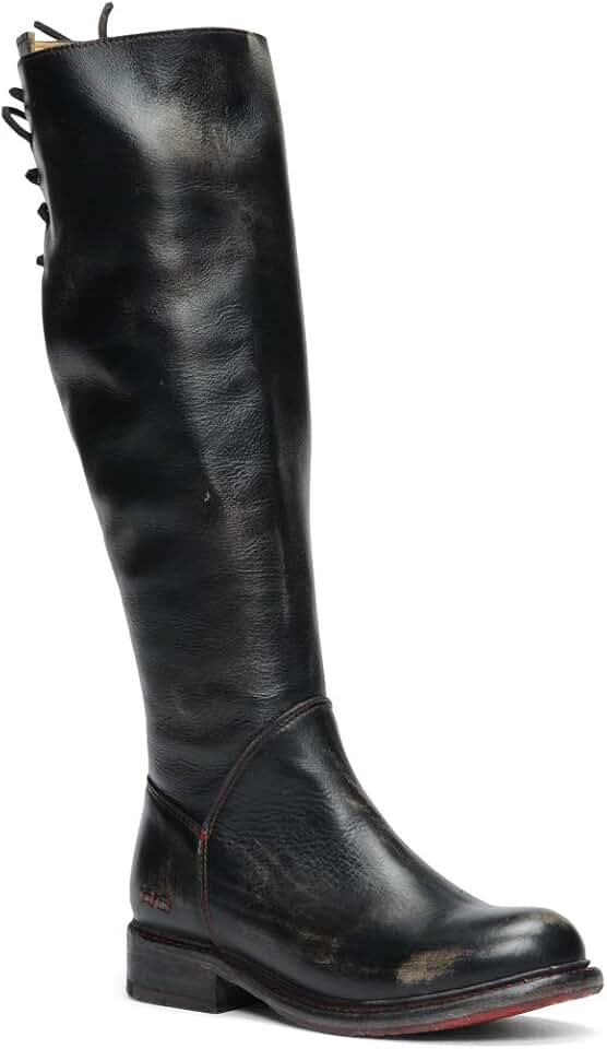 BED|STÜ- Women’s Manchester Motorcycle Boot - Knee High Boots for Women - Tall Boots with Lace Up Back and Zipper Closure