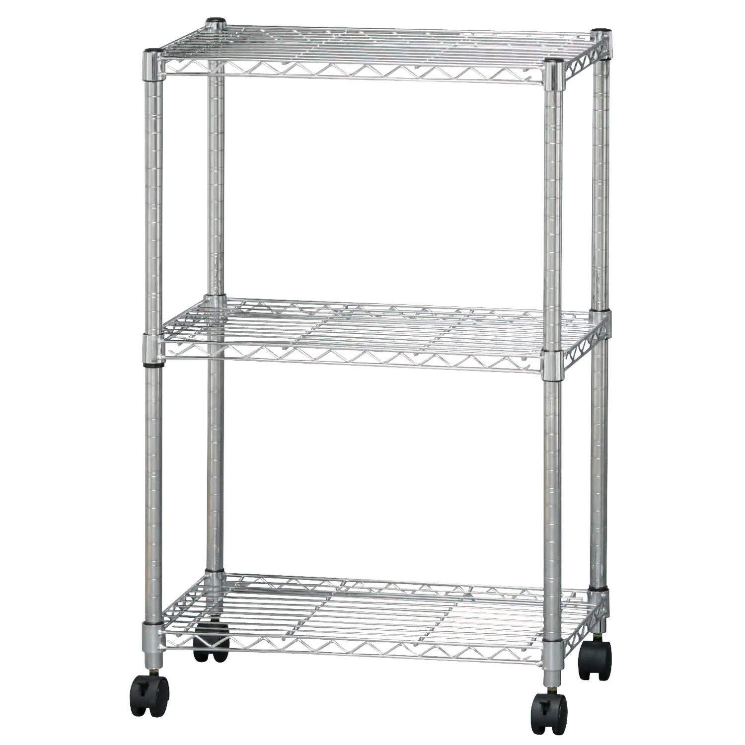 Iris Ohyama Rack, Metal Rack, 3 Tiers, with Casters, Rust Resistant, Width 61 x Depth 36 x Height 95 cm, Pole Diameter 25 mm, Steel Rack, Rust Resistant, Silver SE-6009