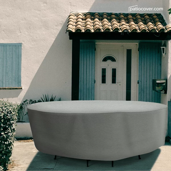 Patio Medium Waterproof Round Oval Table & Chair Cover - Outdoor Patio Table Chair Combo Washable - Heavy Duty Furniture 100 Inch Combo Cover